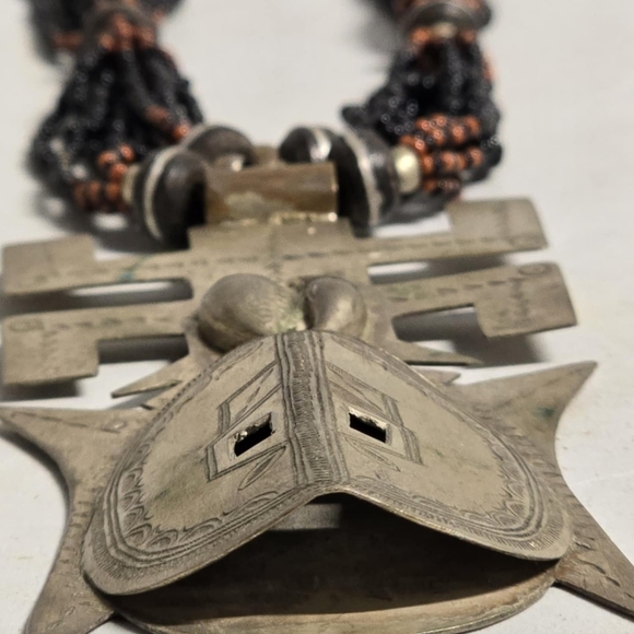 Authentic Tuareg Silver Amulet Multi Strand African  Black  Seed Necklace RARE - Picture 3 of 8